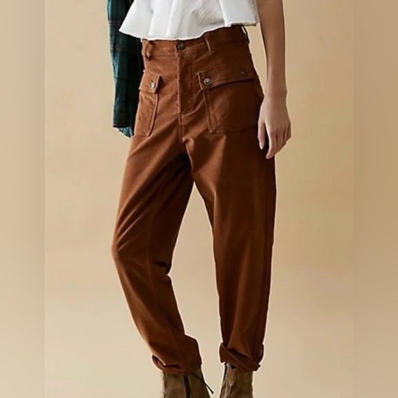 Free People Kyo Carpenter Corduroy Pants Olive size 2 - Picture 3 of 7